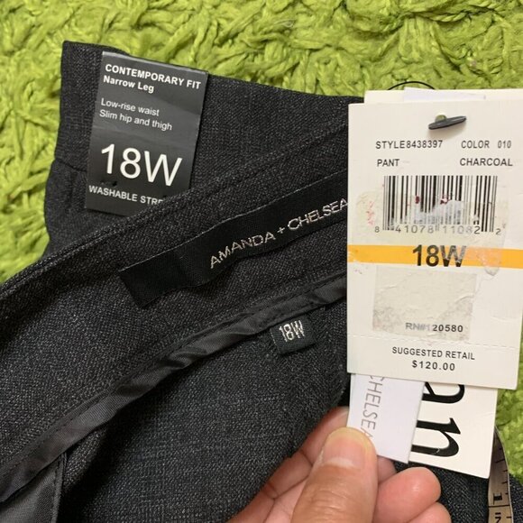 Amanda+Chelsea Womens Low Rise Plus Size Dress Pants Trousers Sz 18W in Charcoal - Picture 8 of 13